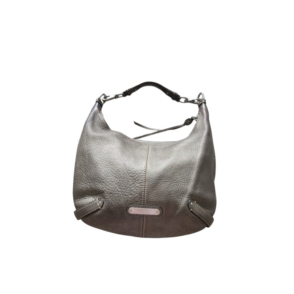 Vintage Cole Haan Taupe Pebbled Leather Hobo Shoulder Bag Y2K Slouchy Purse Gray